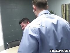 Suited muscular hunk assfucks tall stud
